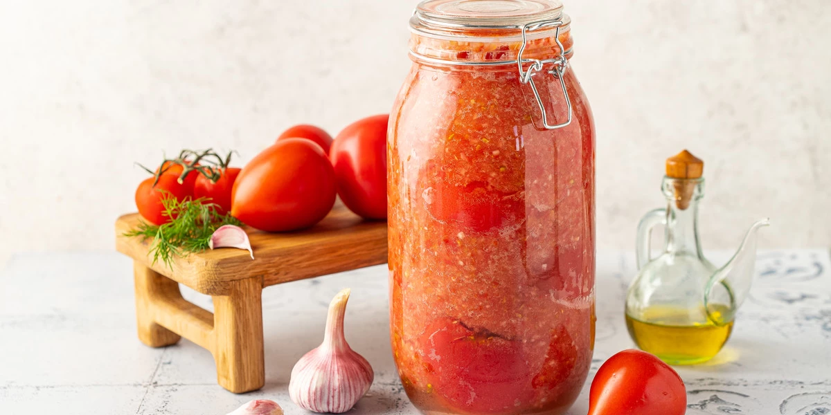 Солёные помидоры в томатном соке с чесноком
